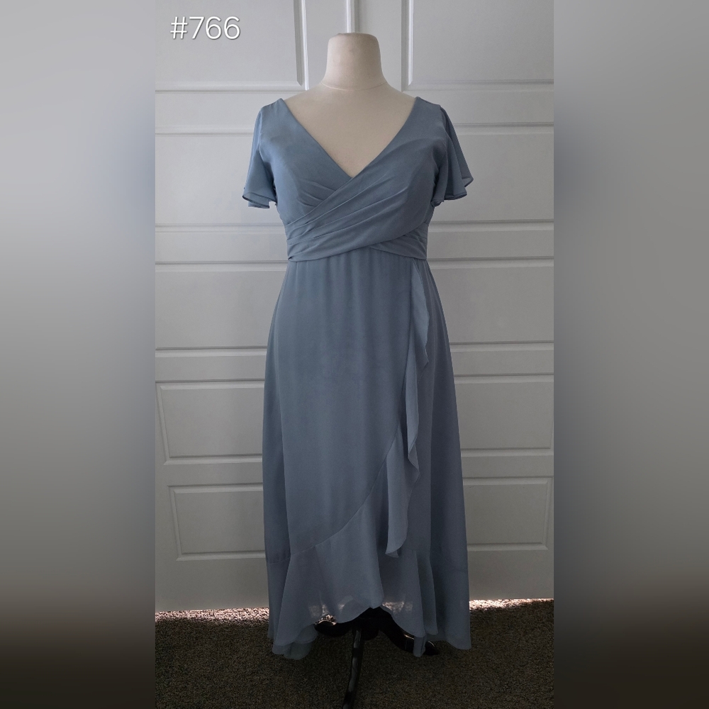 JJs House Light Blue V-Neck Chiffon Formal Dress